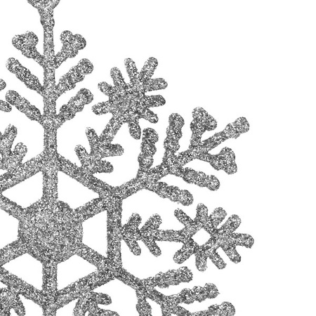 Zawieszka choinkowa 12 szt. śnieżynka 10 cm świąteczna ozdoba srebrny brokat