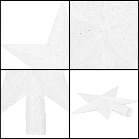 Szpic na choinkę gwiazda 19 cm brokatowy ozdoba świąteczna biała