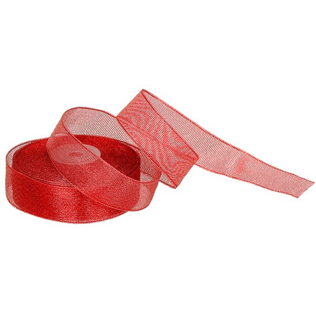 Wstążka dekoracyjna czerwona do kokard 22m taśma