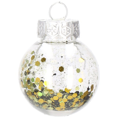 Bombki choinkowe przeźroczyste 24 szt. zielony, złoty 5cm zestaw choinkowy