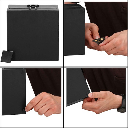 Kufer, szkatułka na biżuterię ekoskóra 16x16x11 cm czarny z szufladą i lusterkiem