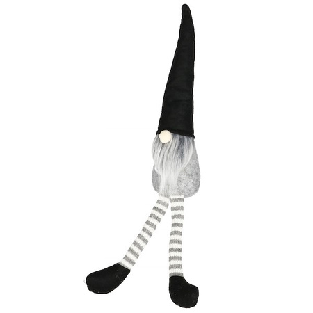 Skrzat 50cm ozdoba świąteczna, krasnal świąteczny, gnom siedzący czarno-szary