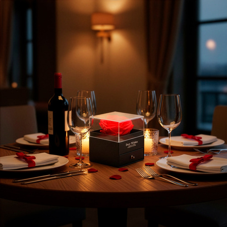 Wieczna róża z naszyjnikiem i pudełkiem prezentowym na dzień kobiet walentynki dla niej