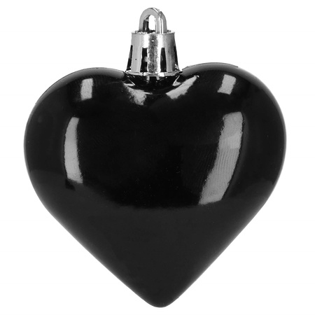 Bombki choinkowe 7 cm dekoracje świąteczne 8 szt. nietłukące serca, czarne