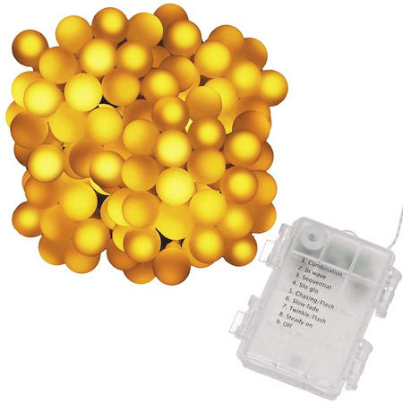 Lampki choinkowe 80 Led kuleczki biały ciepły z programatorem na baterie