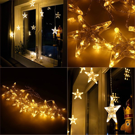 Kurtyna świetlna biały ciepły 70 Led gwiazdki lampki wewnętrzno-zewnętrzne