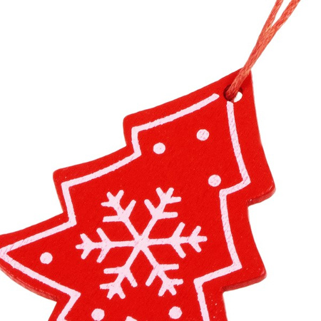 Świąteczne zawieszki 4,5cm drewniane choinki zestaw 3 szt.