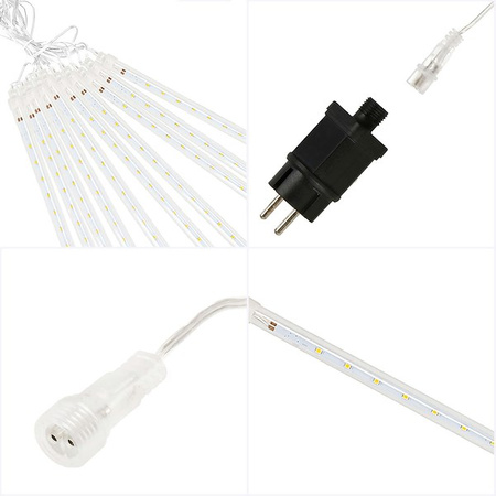 Lampki choinkowe 480 Led sople 10 szt. padający śnieg meteory zewnętrzne niebieskie