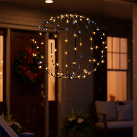 Kula świąteczna do ogrodu 112 LED bombka IP44 ciepły biały + biały flash