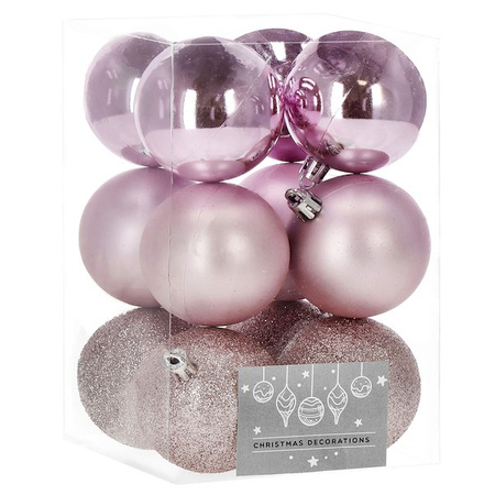 Bombki choinkowe 12 szt. ozdoby świąteczne różowy