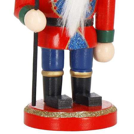 Dziadek do orzechów 15 cm z chorągiewką, drewniany żołnierzyk multikolor, figurka świąteczna