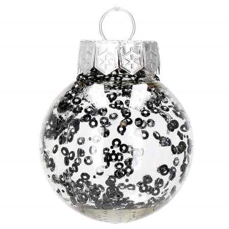 Bombki choinkowe przeźroczyste 24 szt. czarny 5cm zestaw choinkowy