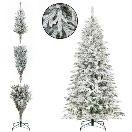 Choinka sztuczna jak żywa 250 cm świerk ośnieżony jak nowoczesny, ze stojakiem