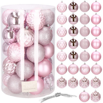 Bombki choinkowe 30 szt. różowy 8cm zestaw choinkowy