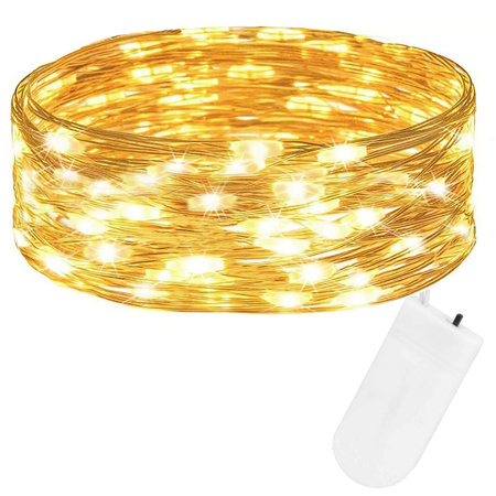 Lampki choinkowe 20 LED druciki mikro na baterie biały ciepły
