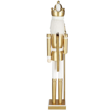 Dziadek do orzechów 125 cm drewniany żołnierzyk złoty, figurka świąteczna