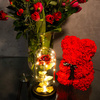 Wieczna róża w kloszu 22 cm świecąca ozdoba LED prezent czerwona