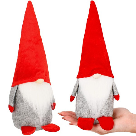 Skrzaty 3 szt. krasnal świąteczny, gnom welurowy czerwony