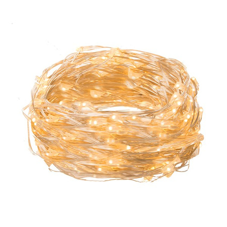 Lampki choinkowe 100 LED druciki mikro na prąd białe ciepłe