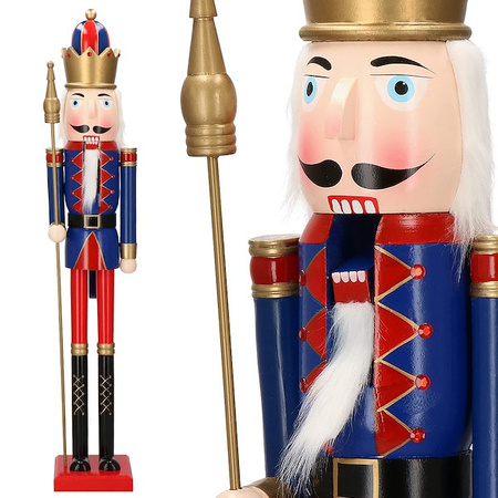 Dziadek do orzechów 120 cm drewniany żołnierzyk, król z berłem, figurka świąteczna