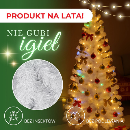 Choinka sztuczna jodła ze stojakiem 220 cm drzewko świąteczne, nowoczesna biała