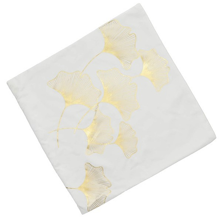 Poszewka dekoracyjna 40x40cm na poduszkę wzorzysta w złote liście