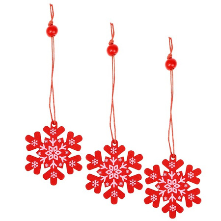 Świąteczne zawieszki 5cm drewniane śnieżynka zestaw 3 szt.