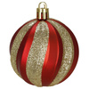 Bombki choinkowe czerwone 6 szt. 7 cm matowe i błyszczące złoty brokat, ze sznureczkami