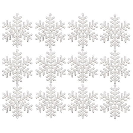 Zawieszki choinkowe białe śnieżynki na choinkę 8,5 cm 12 szt.