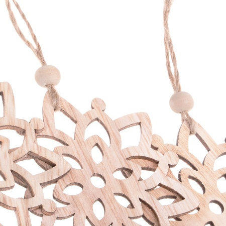 Ozdoba choinkowa 7cm drewniana, świąteczna zawieszka kwiaty zestaw 6 szt.