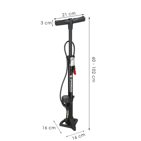 Pompka rowerowa z manometrem 11 bar, pompka podłogowa do rowerów