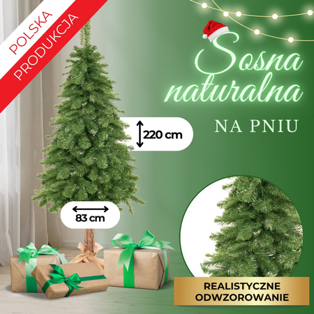 Choinka na pniu 220 cm sztuczna sosna naturalna jak żywa