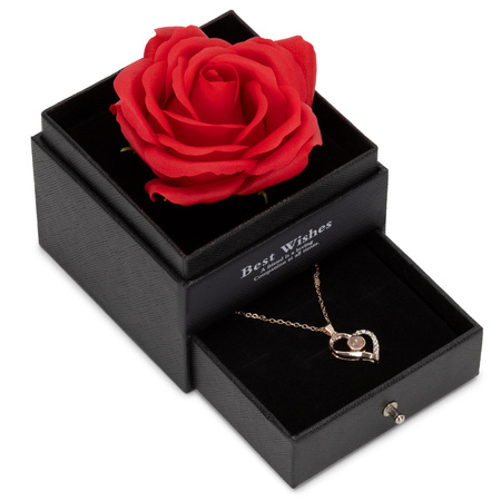 Wieczna róża z naszyjnikiem i pudełkiem prezentowym na dzień kobiet walentynki dla niej