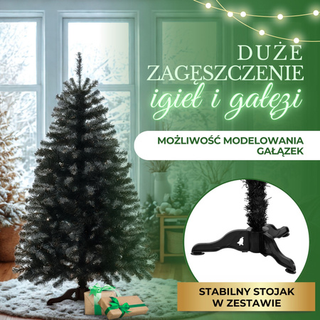 Choinka sztuczna jodła 180 cm czarna nowoczesna, ze stojakiem
