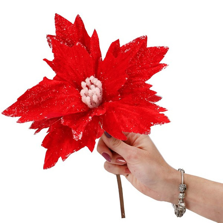 Gwiazda betlejemska 22 cm sztuczny kwiat, poinsecja czerwony