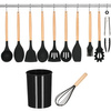 Przybory kuchenne 12 szt. akcesoria do kuchni silikonowe czarne