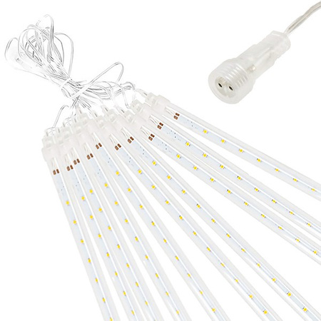 Lampki choinkowe 480 Led sople 10 szt. padający śnieg meteory zewnętrzne biały zimny