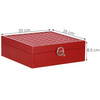 Kufer, szkatułka na biżuterię ekoskóra 25x25x8,5 cm bordowy z przegródkami