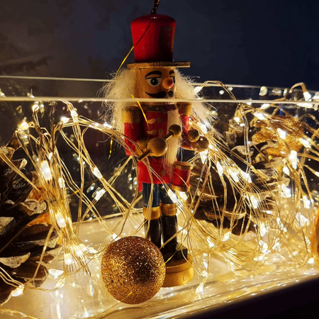 Lampki choinkowe 20 LED druciki mikro na baterie biały ciepły