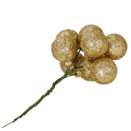 Mini bombki choinkowe na druciku, ozdoba do stroika 54 szt. złote