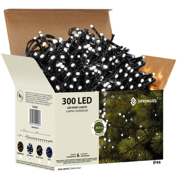 Lampki choinkowe 300 Led biały zimny 18m oświetlenie świąteczne IP44