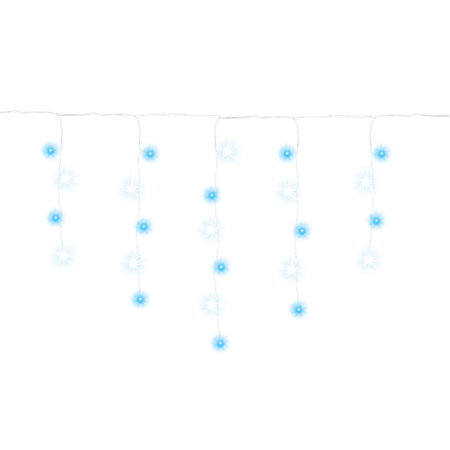 Kurtyna świetlna 500 led girlanda, lampki wewnętrzno-zewnętrzne sople niebieski z zimnym białym flash