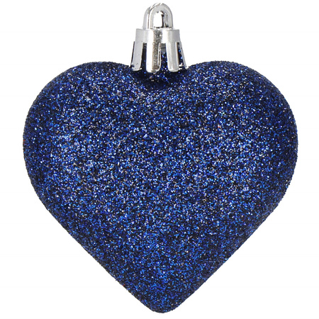 Bombki choinkowe 7 cm dekoracje świąteczne 8 szt. nietłukące serca, granatowe