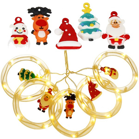 Kurtyna świetlna 110 led girlanda, lampki bombki z figurkami biały ciepły na USB