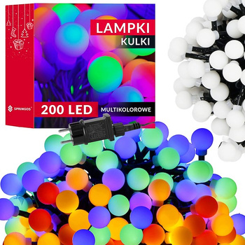 Lampki choinkowe 200 Led kuleczki multikolor z programatorem
