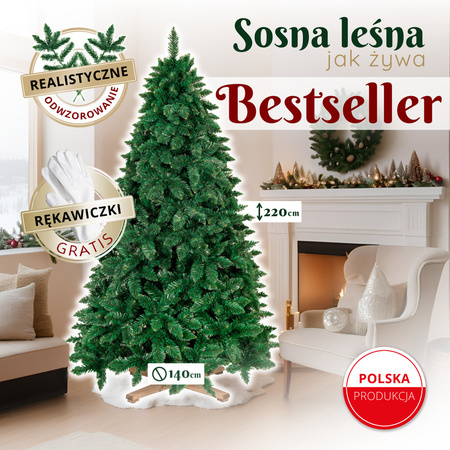 Choinka sztuczna jak żywa 220 cm sosna leśna Royal Trees premium drewniany stojak