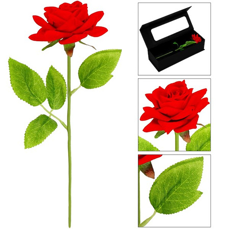 Wieczna róża na łodydze 27 cm z pudełkiem prezentowym sztuczny kwiat czerwony