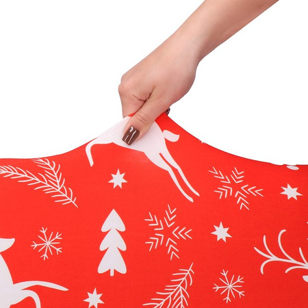 Pokrowiec na krzesło świąteczny, elastyczny, uniwersalny czerwony