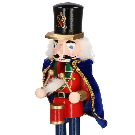 Dziadek do orzechów 38 cm drewniany żołnierzyk z peleryną multikolor, figurka świąteczna