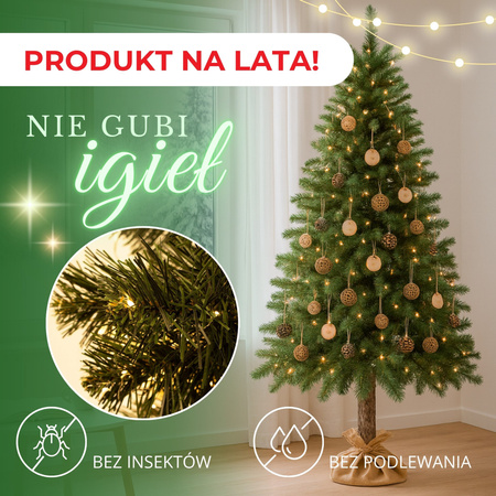Choinka na pniu sztuczna 180 cm sosna jak żywa gęsta premium